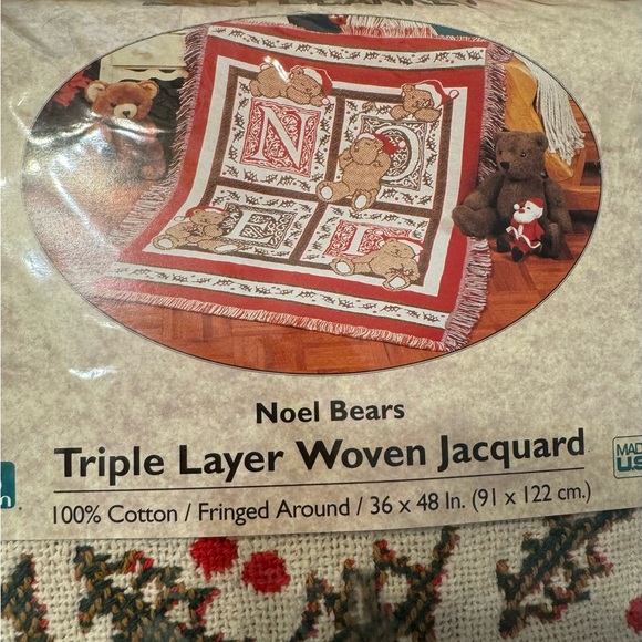 Rare Find Vintage Beacon Noel‎ Christmas Blanket ThrowTeddy Bear Baby Christmas - Picture 1 of 3